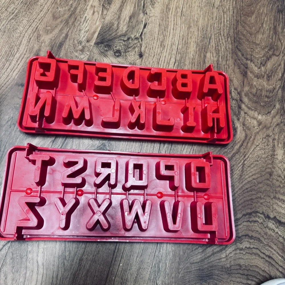 Vintage Ice Cube Tray Mold Alphabet Red Texasworks 1985 Gelatin Birthday USA